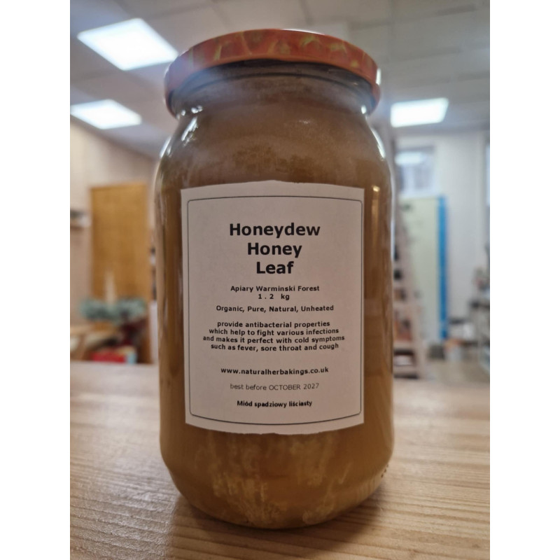 Natural Honeydew Leaf Honey 1.2 kg, Pure, Organic, Unheated / Miód Spadziowy Liściasty
