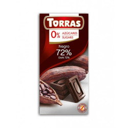 Dark Chocolate 72% Cocoa Without Sugar And Gluten 75g Torras