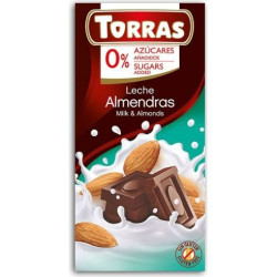 Milk Chocolate with Almonds, Sugar and Gluten free (75g) Torras