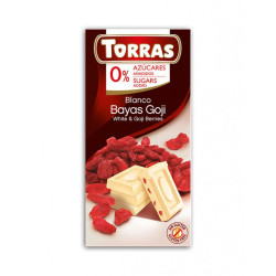 White Chocolate with Goji Berries 75g, Sugar and Gluten Free, Torras