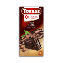 Dark Chocolate with Coffee Beans 75g, Sugar and Gluten Free, Torras