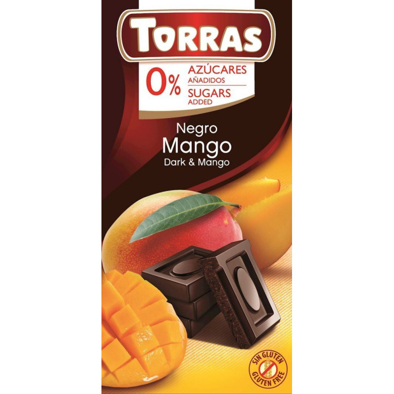 Dark Chocolate with Mango 75g, Sugar and Gluten Free
