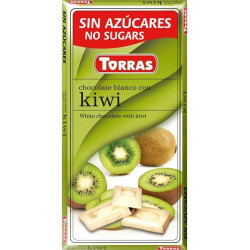 White Chocolate with Kiwi 75g, Sugar and Gluten Free, Torras