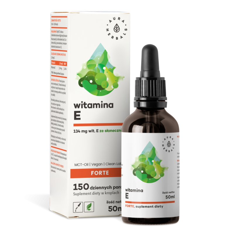 Vitamin E 200 IU FORTE, MCT, 1500drops 50 ml Aura Herbal