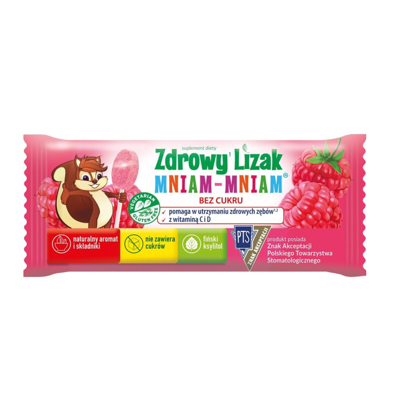 Healthy Lollipop with Vitamin C and D for Teeth, Bones and Immunity 6g, RASPBERRY / LIZAK