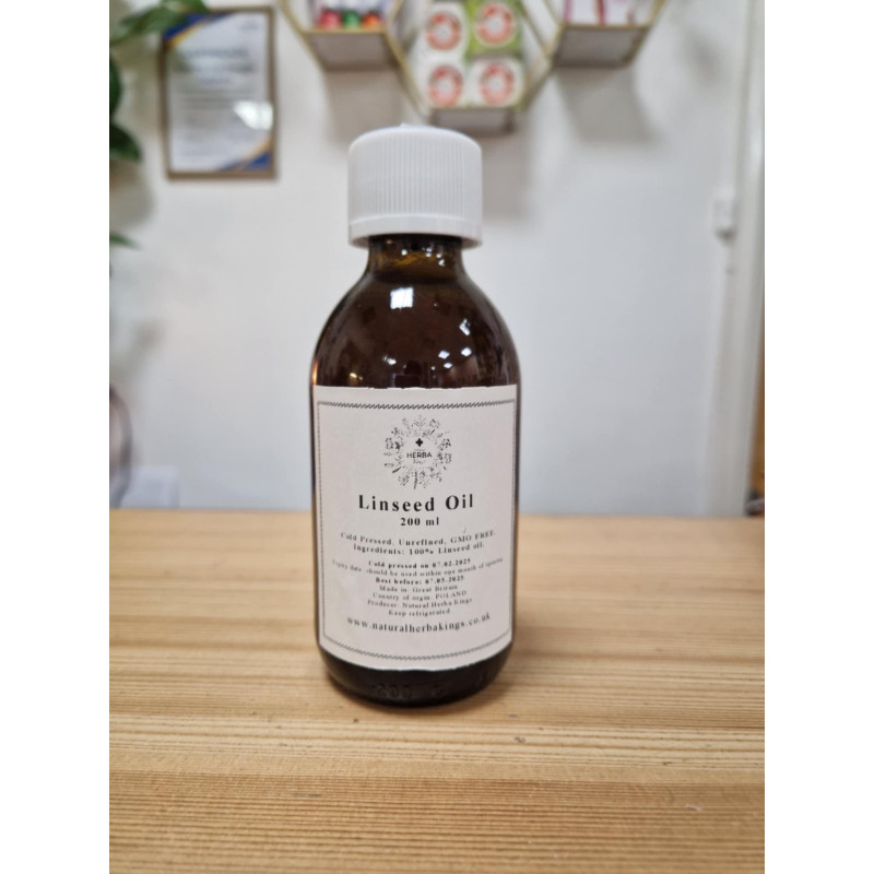 Organic Flaxseed Oil 200ml, Cold Pressed, Unrefined