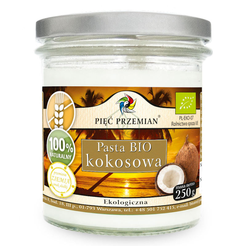 Organic Coconut Paste BIO 250g, Pięć Przemian