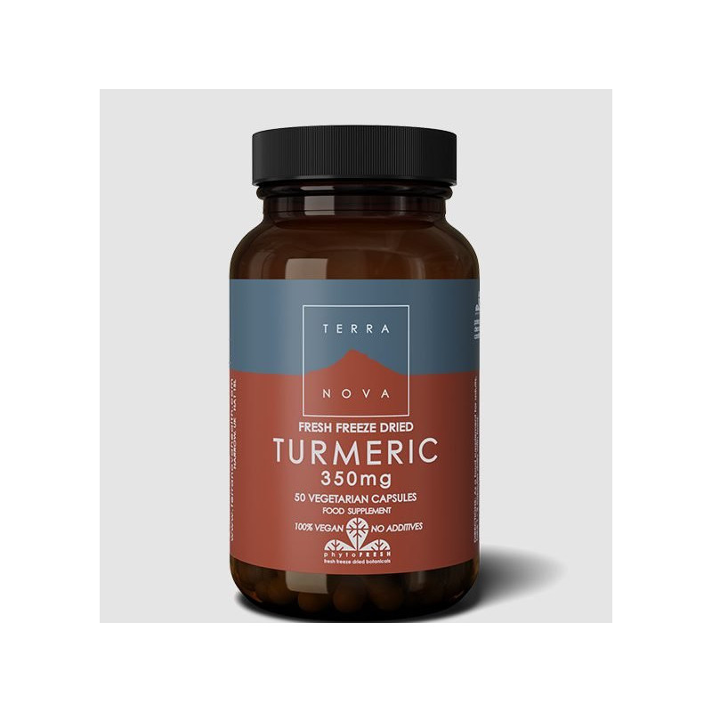 Turmeric Root 350mg (Fresh Freeze Dried-Organic), 50 veggie capsules, Terranova (Kurkuma)