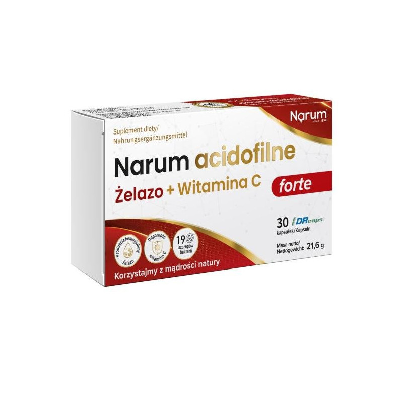 Narum Acidophilic Iron + Vitamin C, 30 capsules