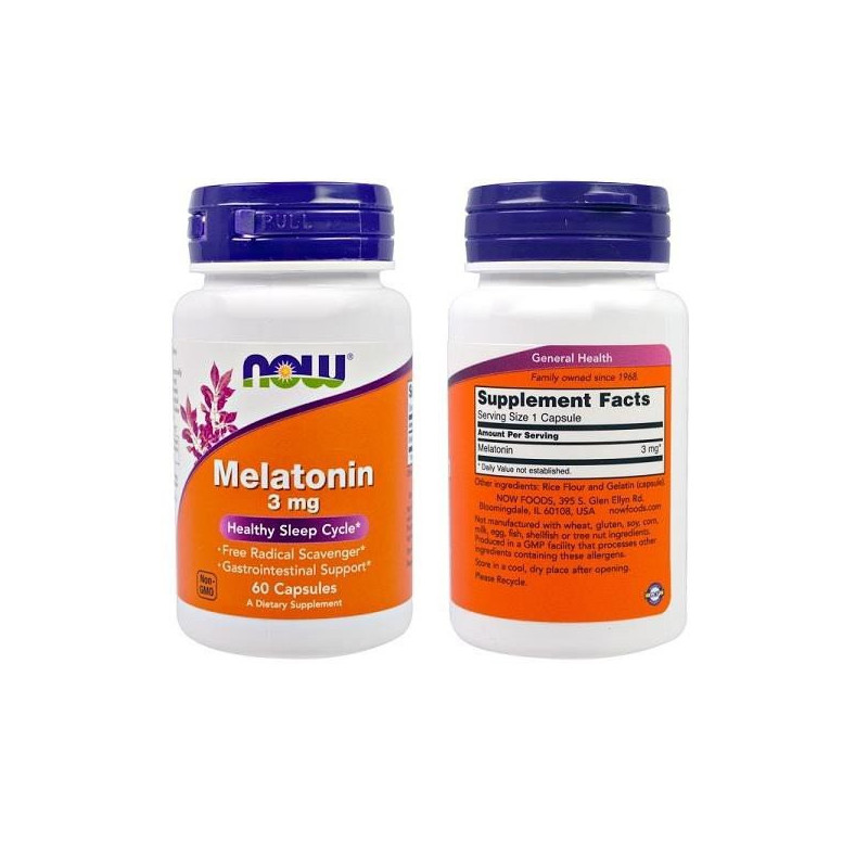 Melatonin - 3 mg - 60 Veg Capsules, Healthy Sleep Cycle, Vegetarian/Vegan, Non-GMO,-duplicate-1