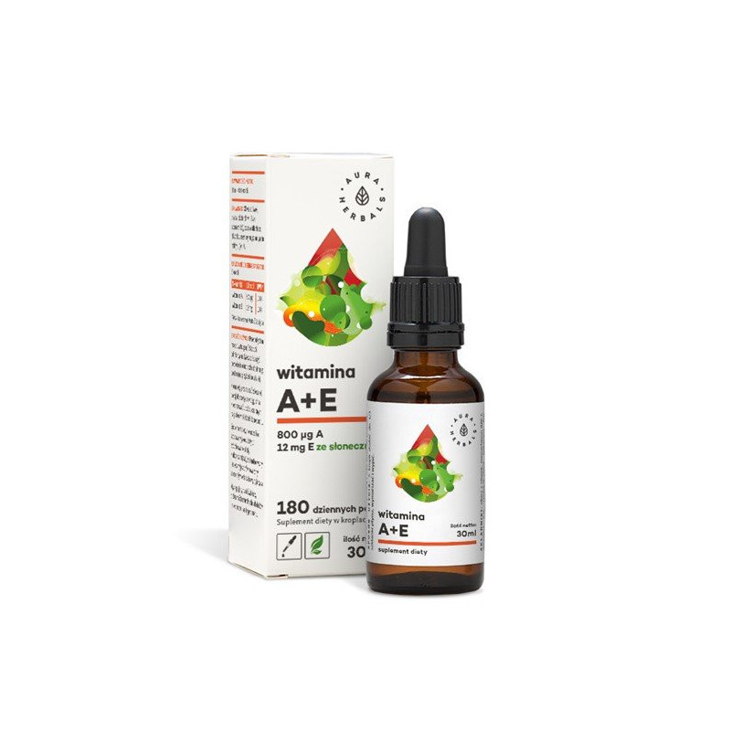Vitamin A + E in drops, 180 daily servings (30ml) AuraHerbals