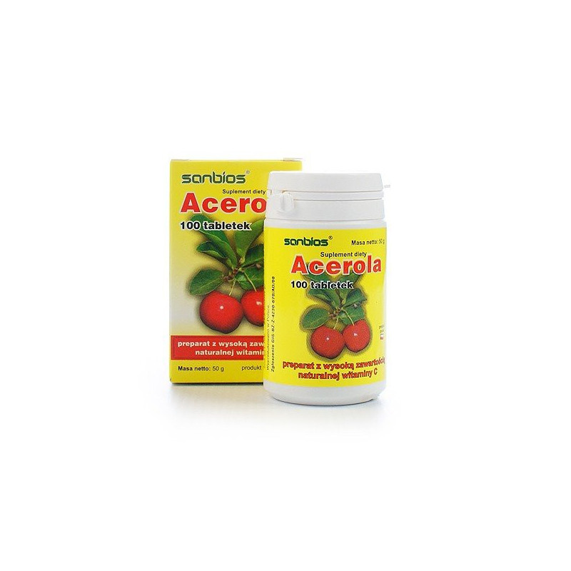 Acerola 500mg 100 tablets Natural Vitamin C Sanbios